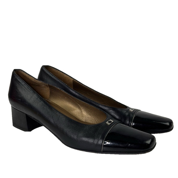 Roberto Capucci Shoes - Roberto Capucci Women's Black Leather Block Heel Slip on Pumps